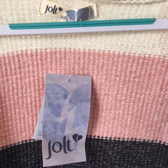 JOLT Colorblock Chenille Striped Sweater S - Picture 3 of 6